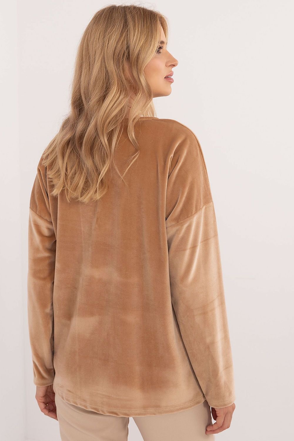 Stylish Velour Blouse brown / one-size-fits-all MAHYSTYLE