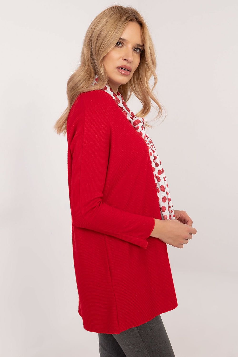 Sweater with Scarf red / one-size-fits-all MAHYSTYLE