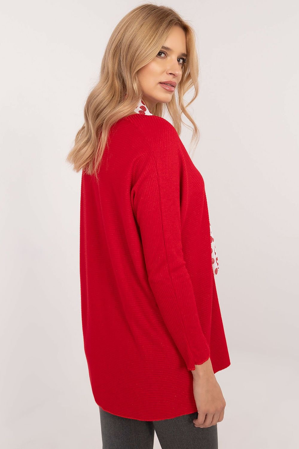 Sweater with Scarf red / one-size-fits-all MAHYSTYLE