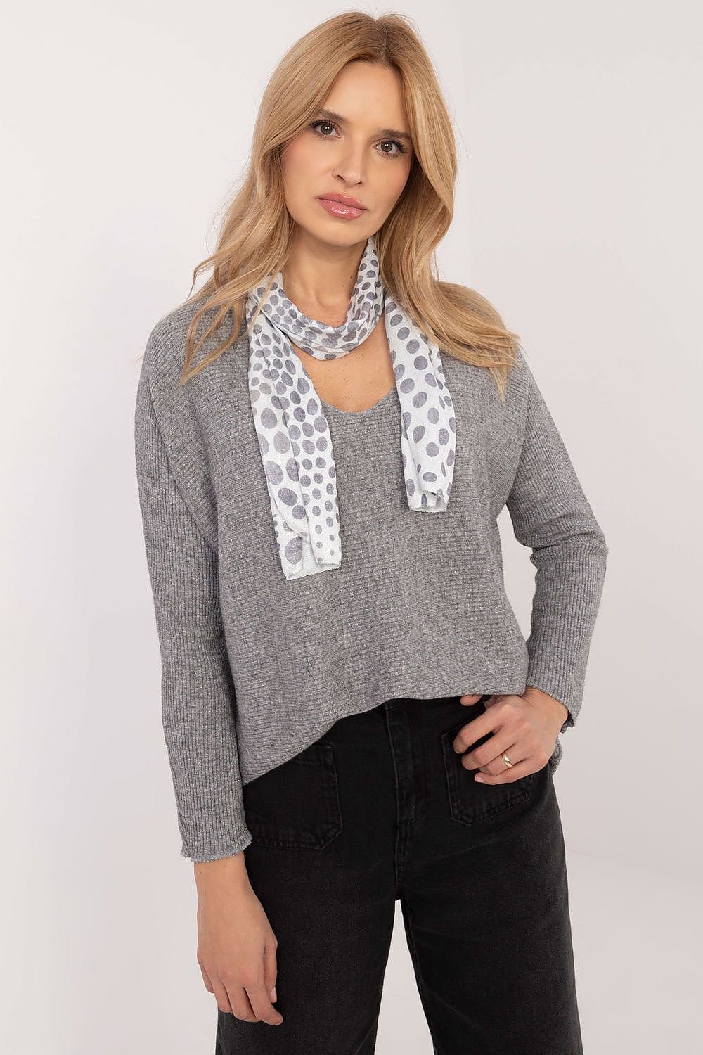Sweater with Scarf grey / one-size-fits-all MAHYSTYLE