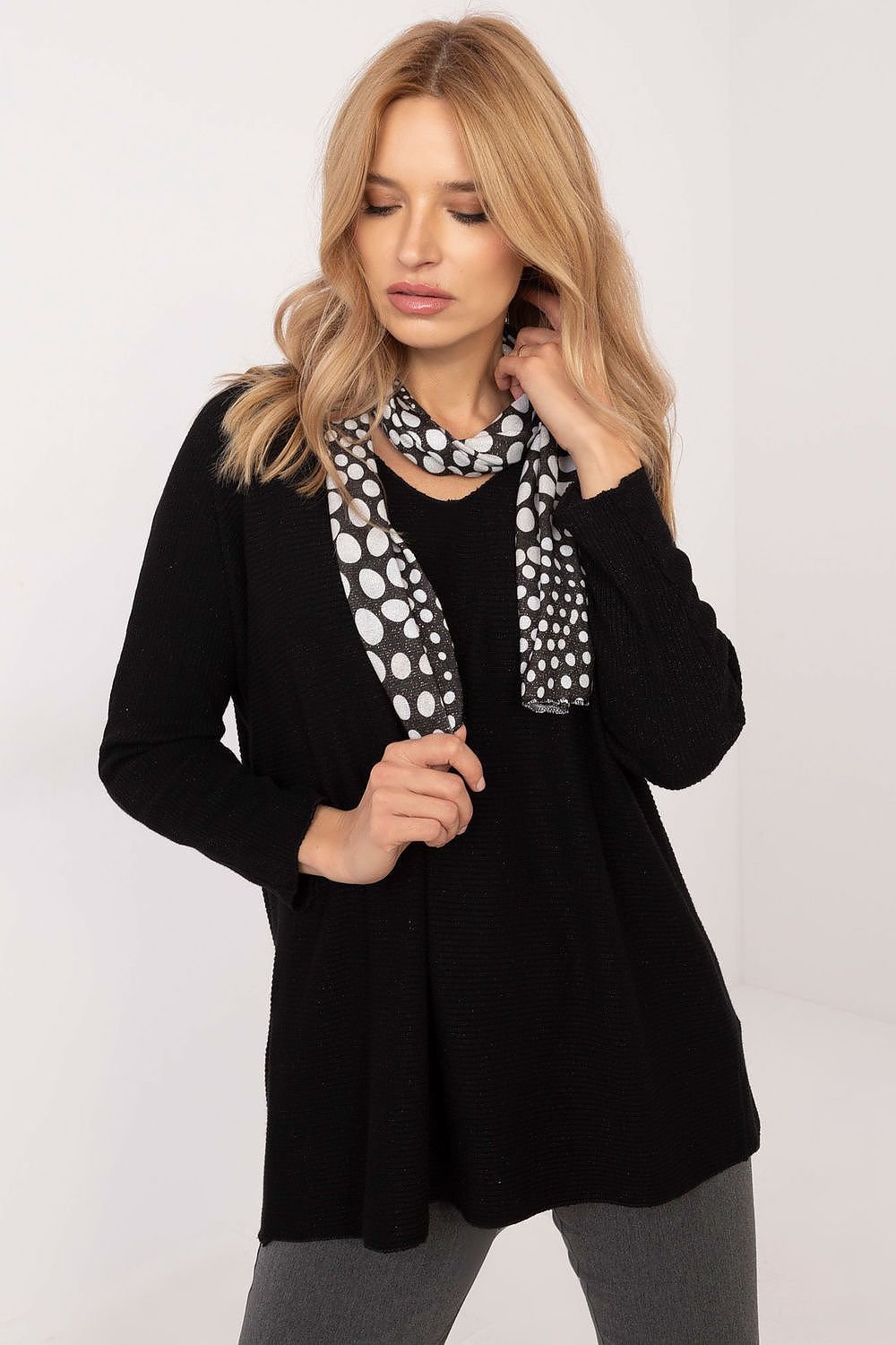 Sweater with Scarf red / one-size-fits-all MAHYSTYLE