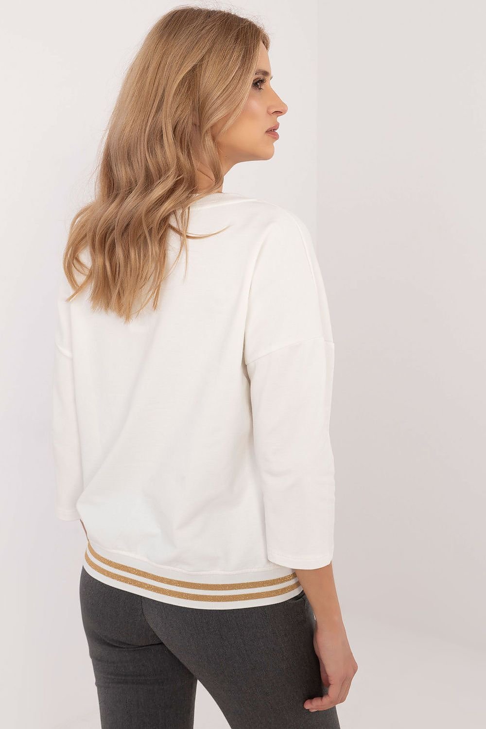 Casual Cotton Blouse/ Elegant Cotton Blouse with Jet Stone Details – Chic & Comfortable Style beige / S MAHYSTYLE