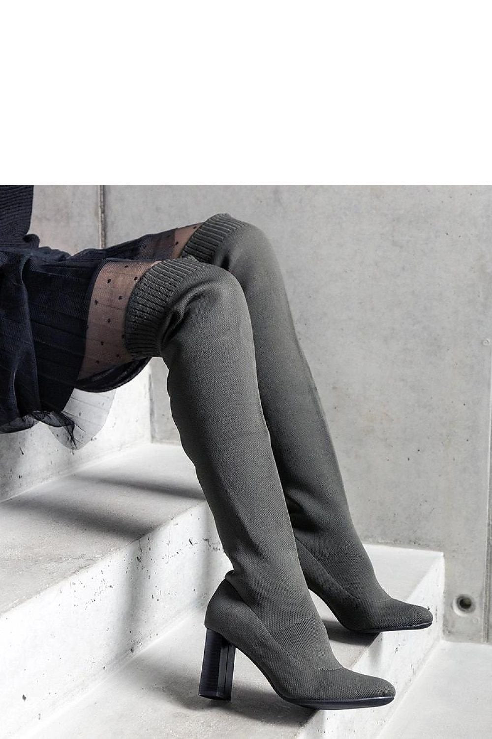 Flamme Green Slip-On Stiletto Boots - Elegance Meets Winter Comfort 36 MAHYSTYLE