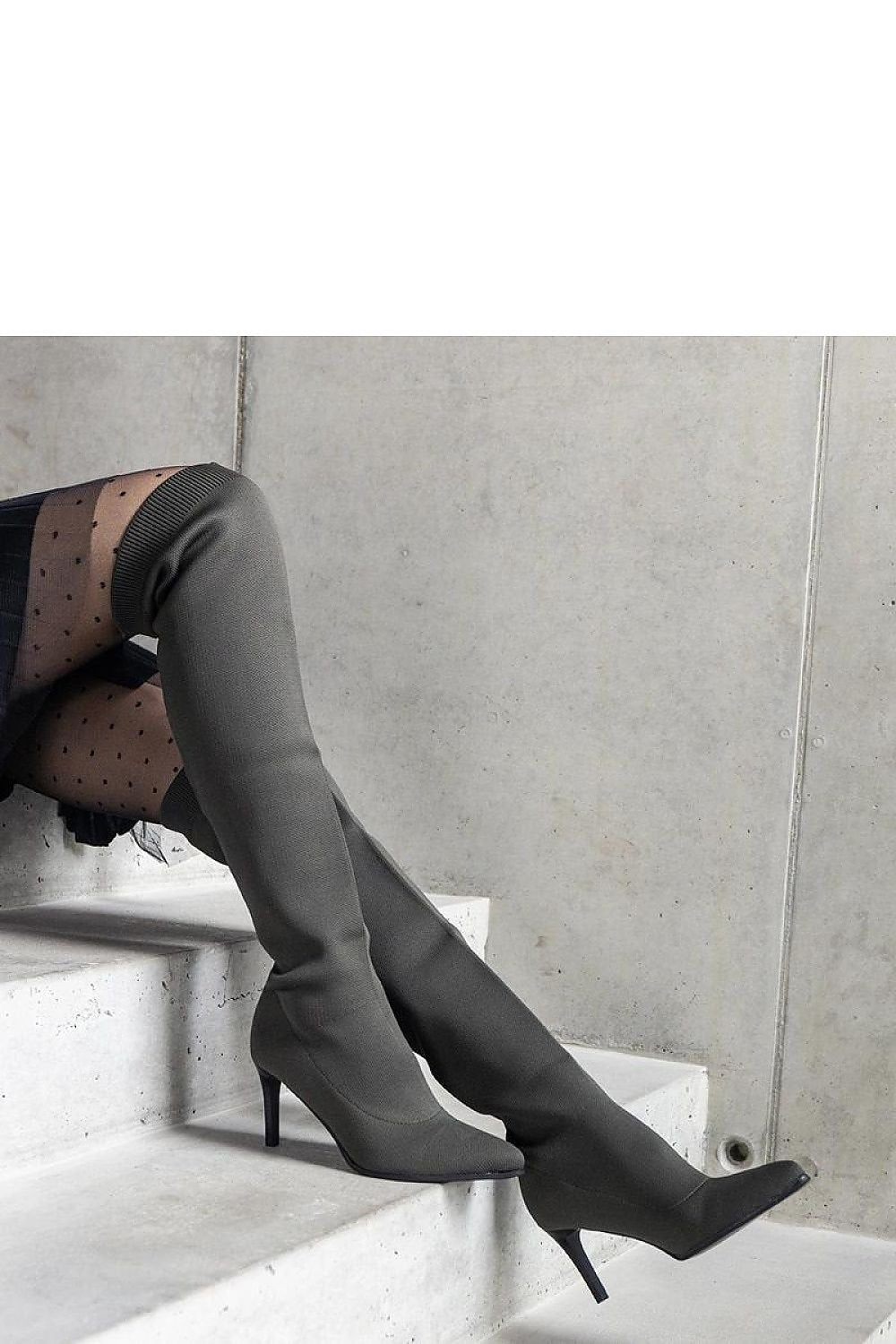 Atari Black Slip-On Stiletto Boots - Sleek, Warm, and Stylish green / 36 MAHYSTYLE
