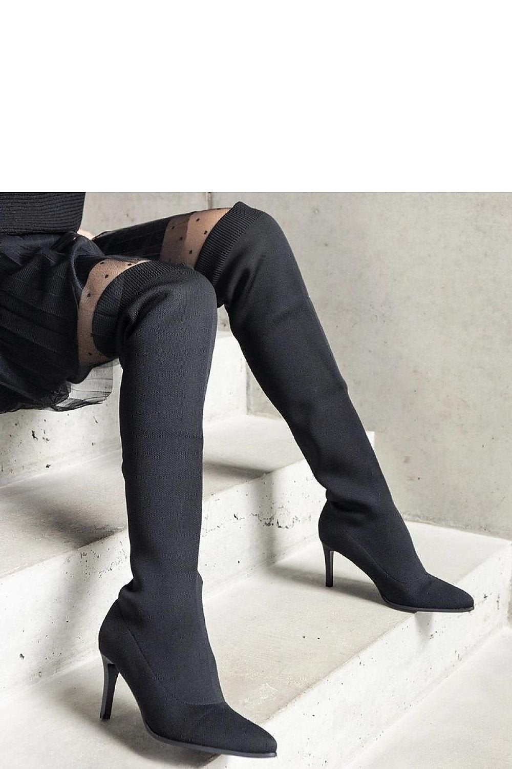 Atari Black Slip-On Stiletto Boots - Sleek, Warm, and Stylish black / 36 MAHYSTYLE