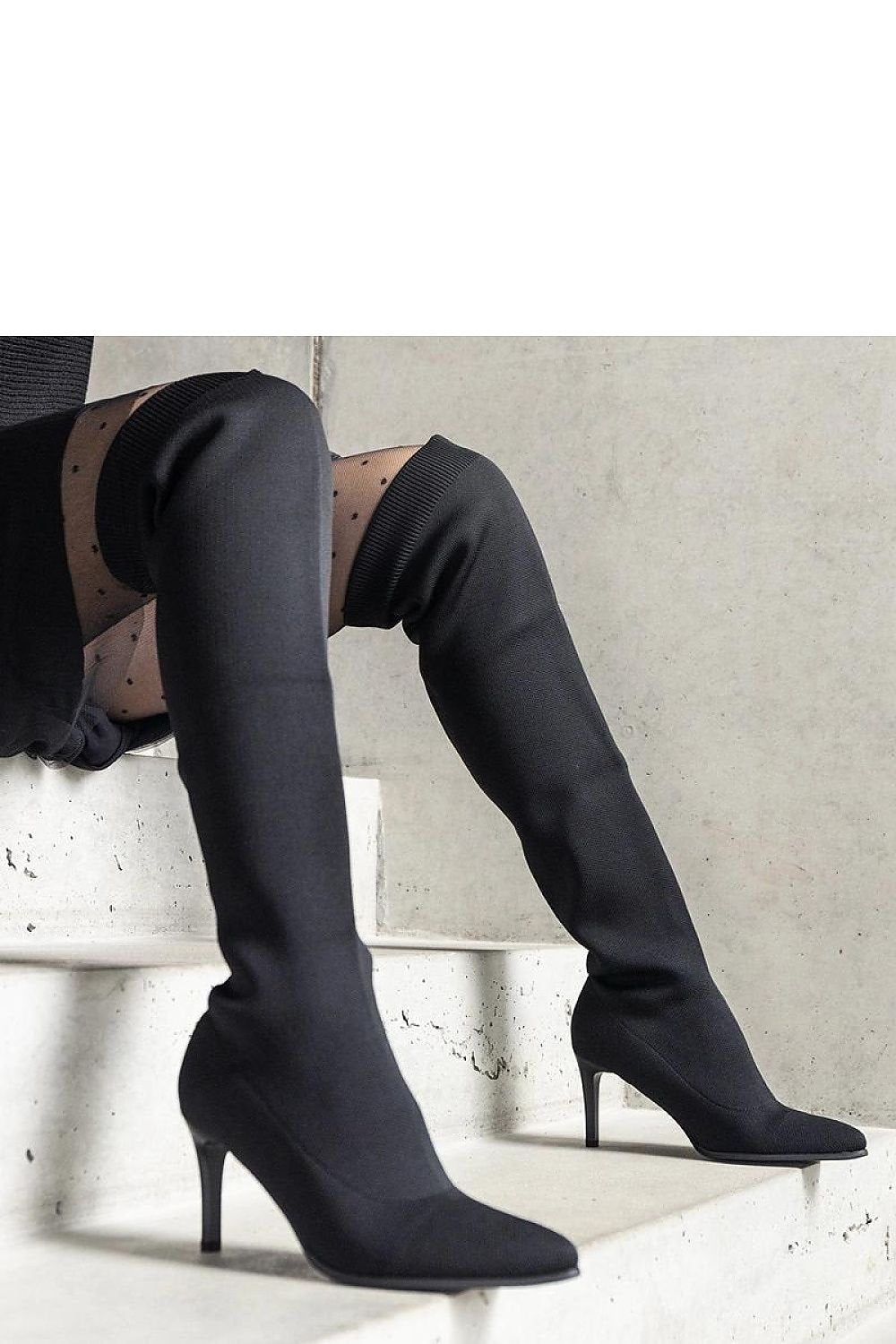 Atari Black Slip-On Stiletto Boots - Sleek, Warm, and Stylish black / 36 MAHYSTYLE
