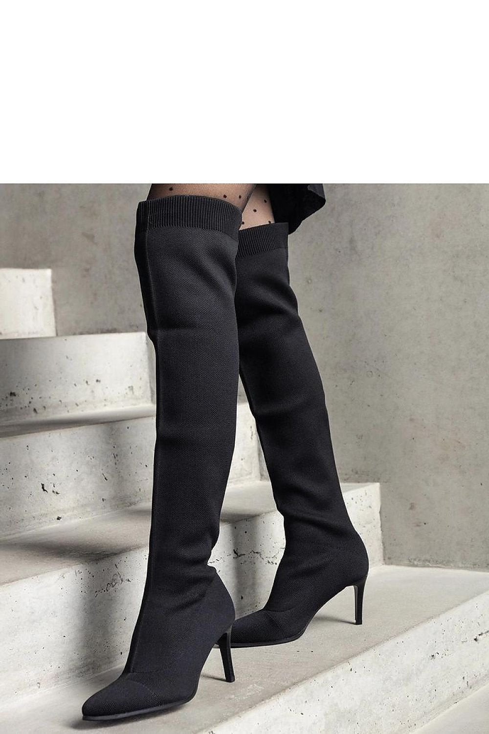 Atari Black Slip-On Stiletto Boots - Sleek, Warm, and Stylish black / 36 MAHYSTYLE