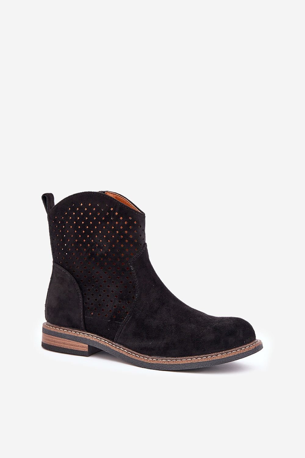 Spring Essential – Women's Openwork Eco-Suede Ankle Boots black / 36 MAHYSTYLE