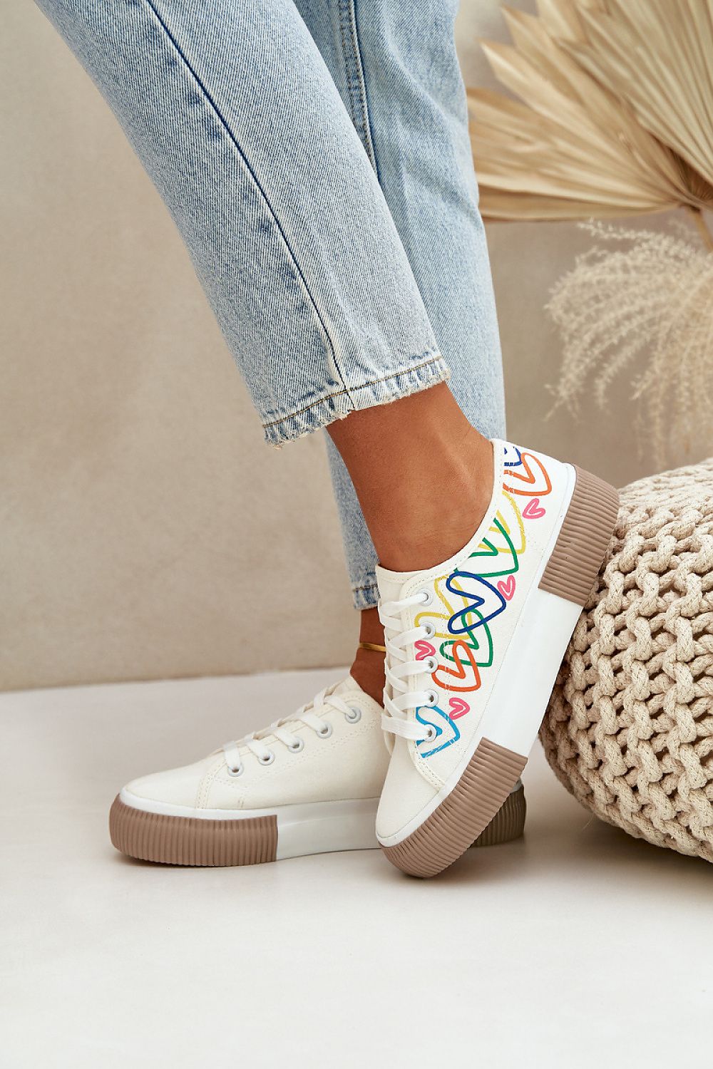 Bella Women's Canvas Sneakers – Classic Comfort with a Playful Touch white / 36 MAHYSTYLE
