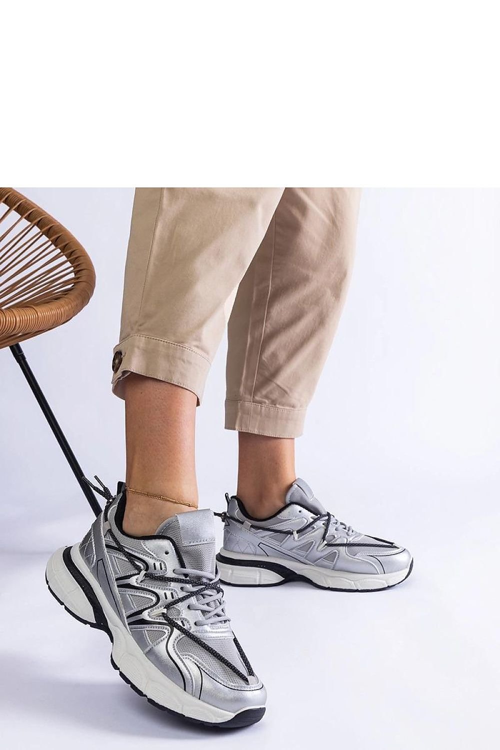 Colunga Hurtado Silver Sneakers – Bold Elegance with a Sporty Touch grey / 36 MAHYSTYLE