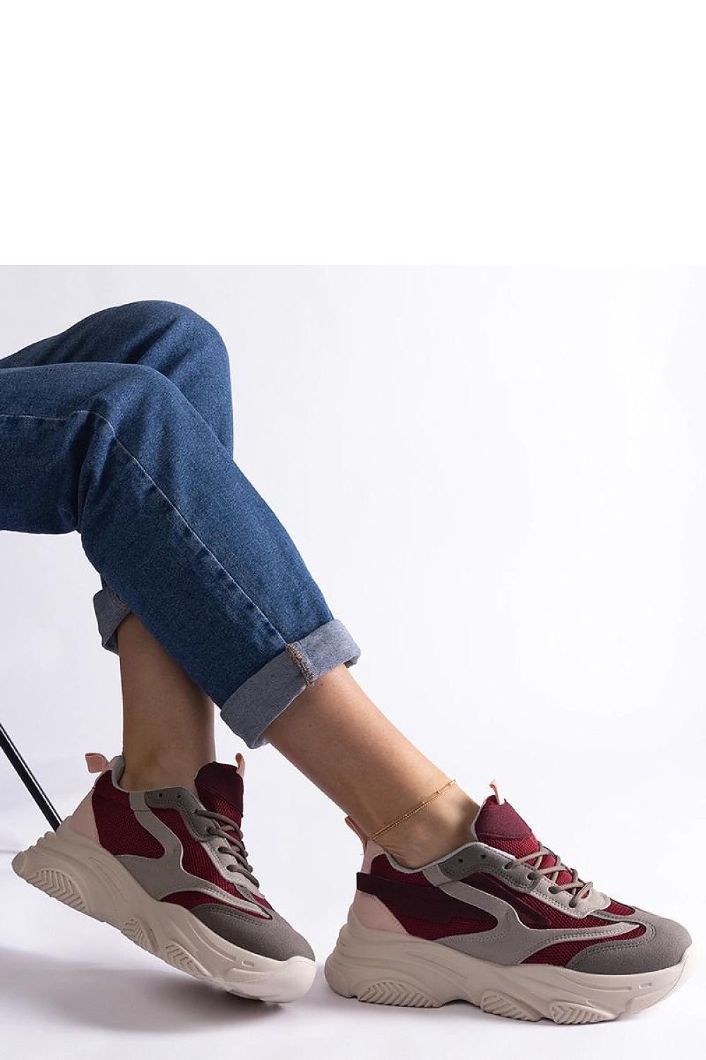 Milenka Hurtado Burgundy-Gray Sneakers – Elegance Meets Everyday Comfort burgundy / 36 MAHYSTYLE