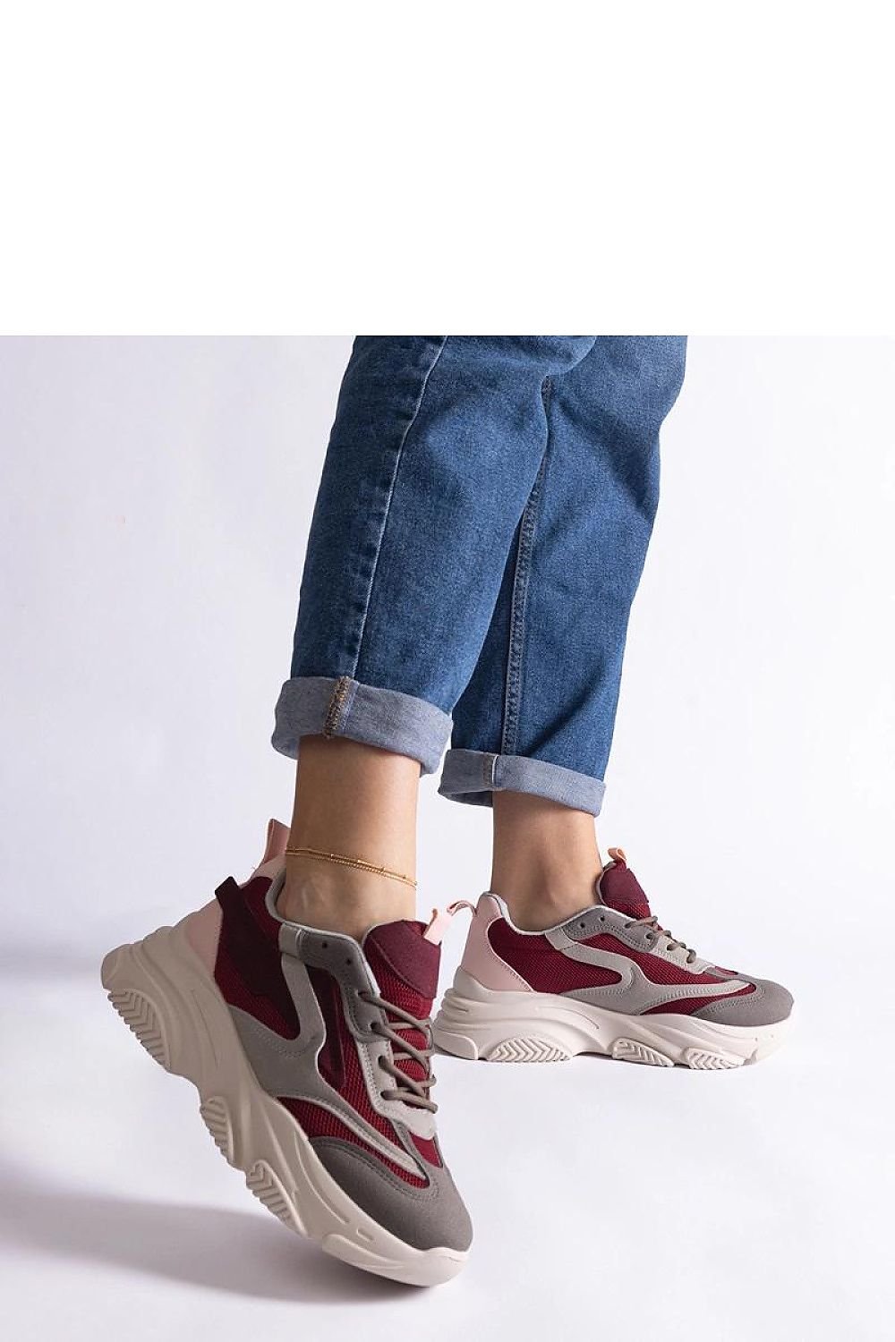Milenka Hurtado Burgundy-Gray Sneakers – Elegance Meets Everyday Comfort burgundy / 36 MAHYSTYLE