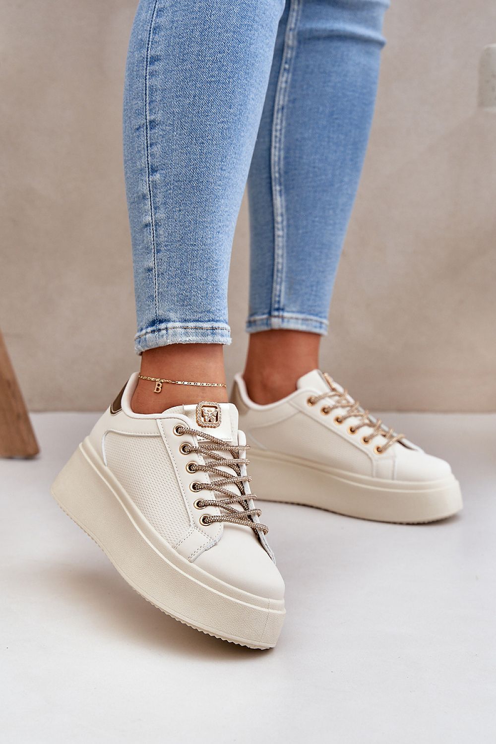 Liora Women's Platform Sneakers – Bold Shine & Everyday Comfort beige / 36 MAHYSTYLE