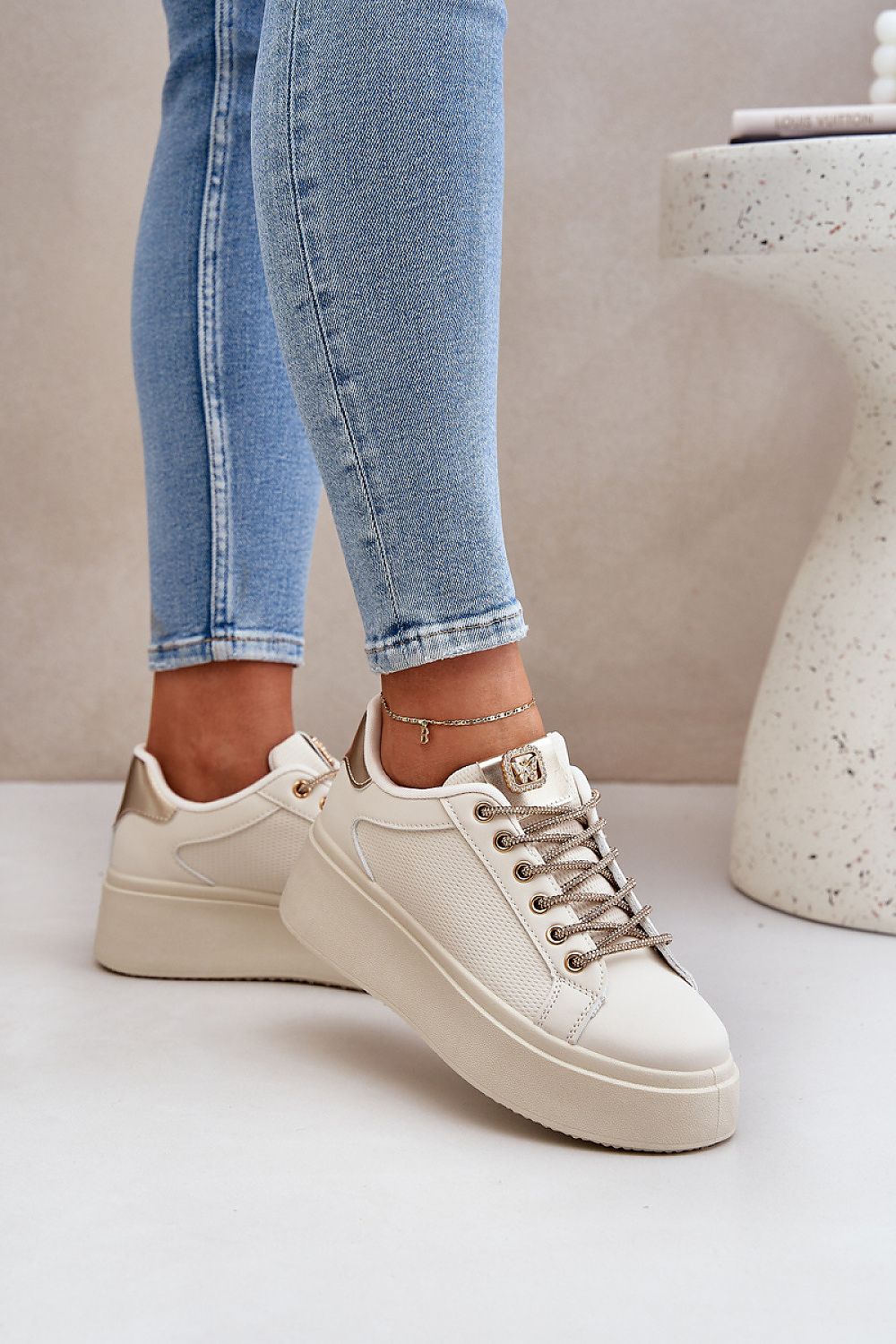 Liora Women's Platform Sneakers – Bold Shine & Everyday Comfort beige / 36 MAHYSTYLE