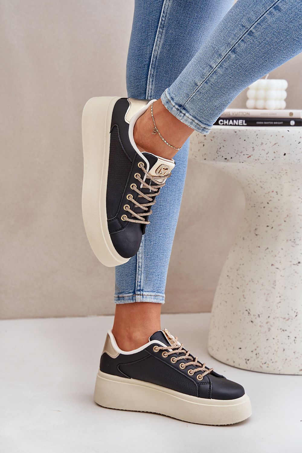 Liora Women's Platform Sneakers – Bold Shine & Everyday Comfort beige / 36 MAHYSTYLE