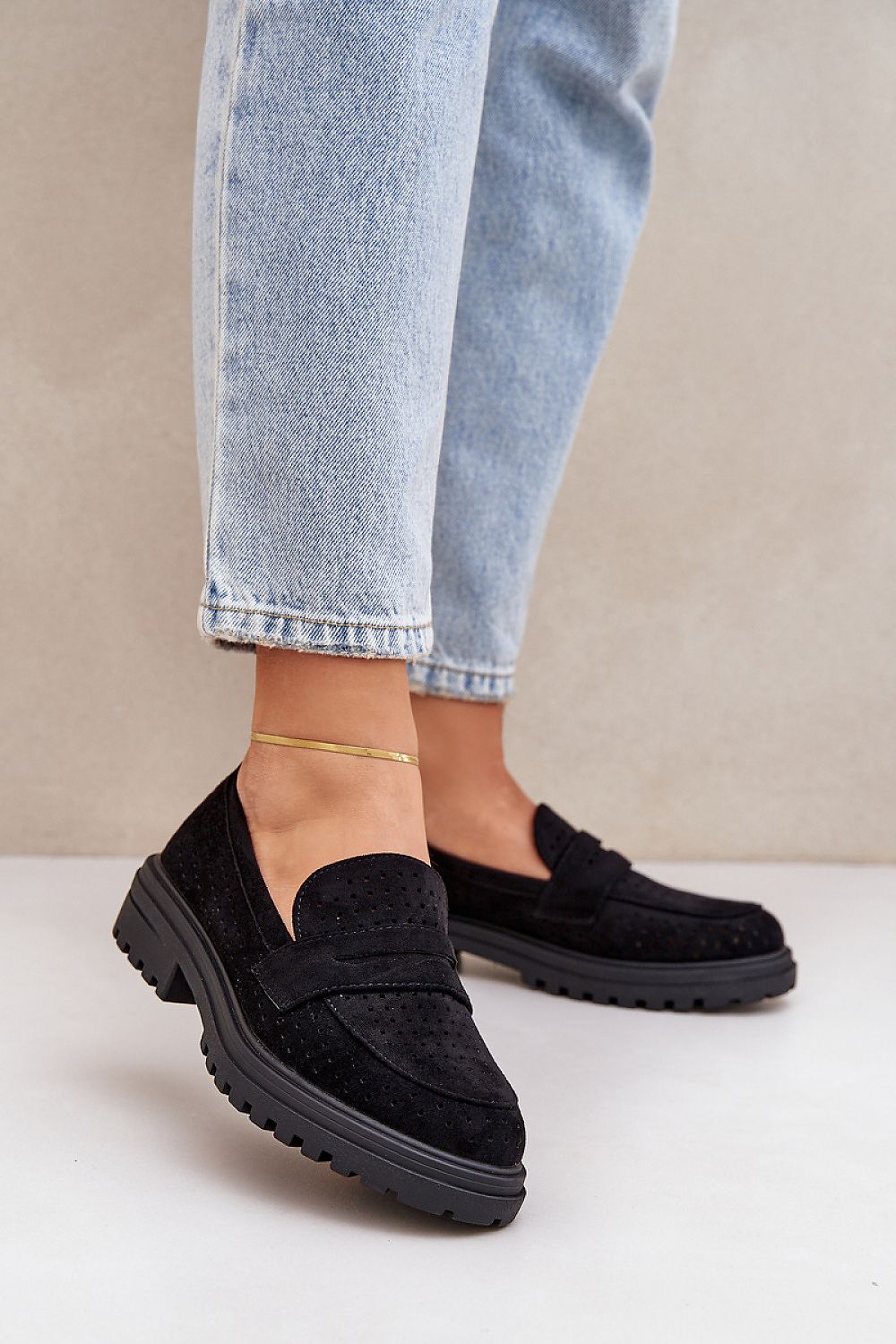 Women's Moccasins with Perforated Upper – Eco Suede Footwear for Everyday Style black / 36 MAHYSTYLE