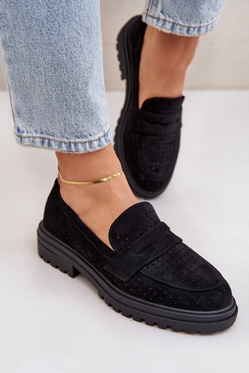 Women's Moccasins with Perforated Upper – Eco Suede Footwear for Everyday Style black / 36 MAHYSTYLE