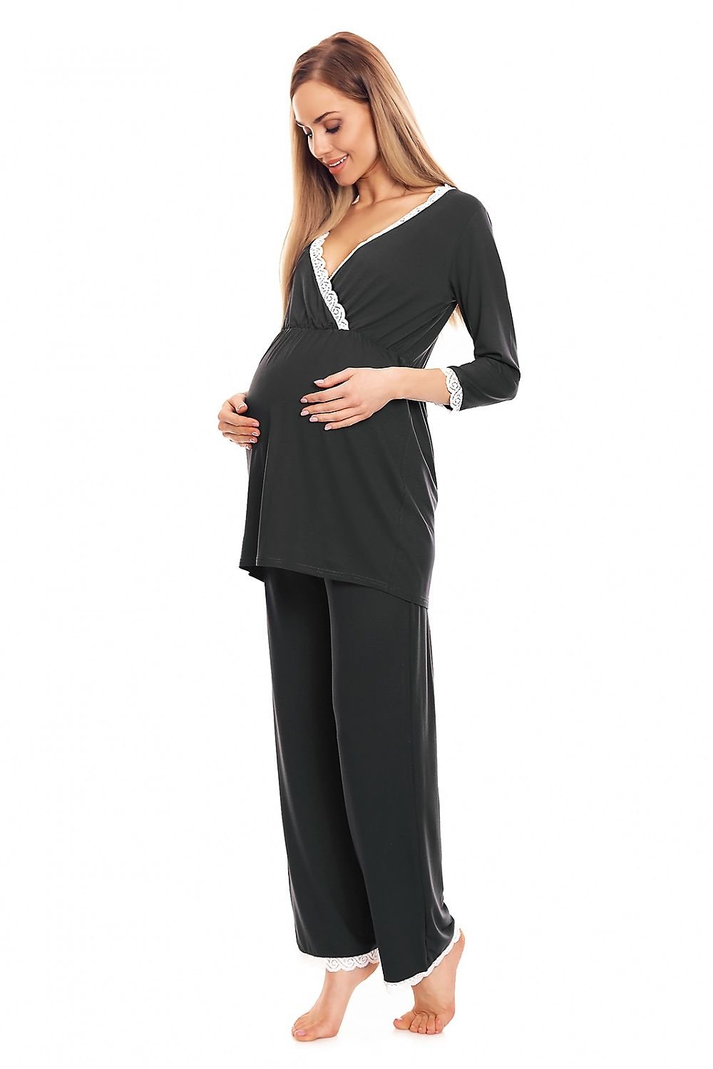 Lace Trim Nursing Pajamas by PeeKaBoo S/M MAHYSTYLE