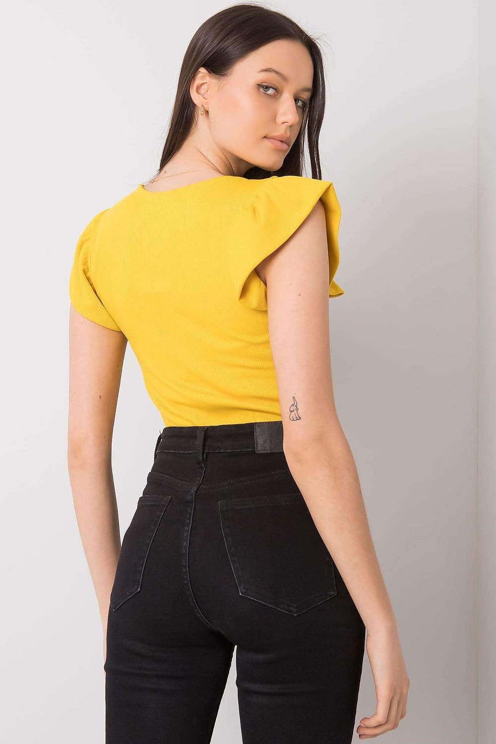 Short-Sleeve Ribbed Blouse pink / one-size-fits-all MAHYSTYLE