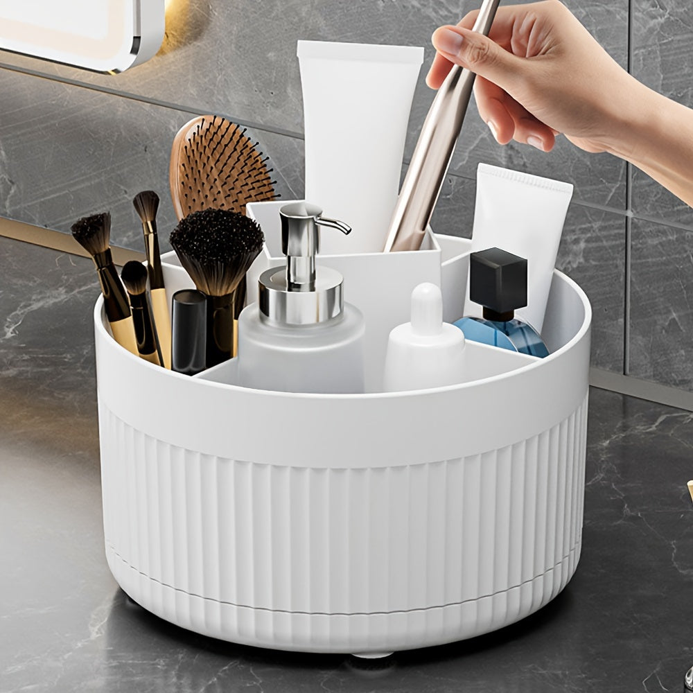 360° Rotating Makeup Brush Organizer – Large Capacity Storage Box White 1 MAHYSTYLE
