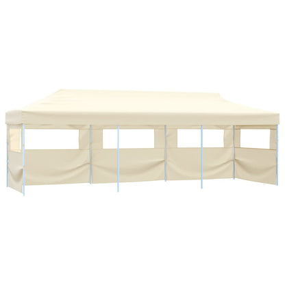 Sammenleggbart Festtelt Popup Med 5 Sidevegger 3X9 M Kremhvit