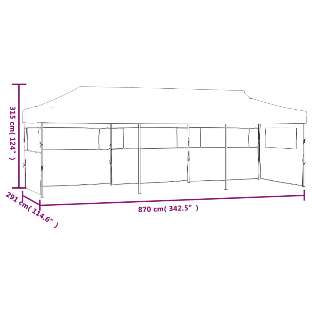 Sammenleggbart Festtelt Popup Med 5 Sidevegger 3X9 M Kremhvit