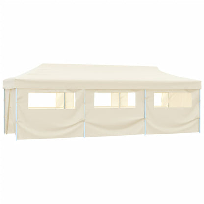 Sammenleggbart Festtelt Popup Med 8 Sidevegger 3X9 M Kremhvit