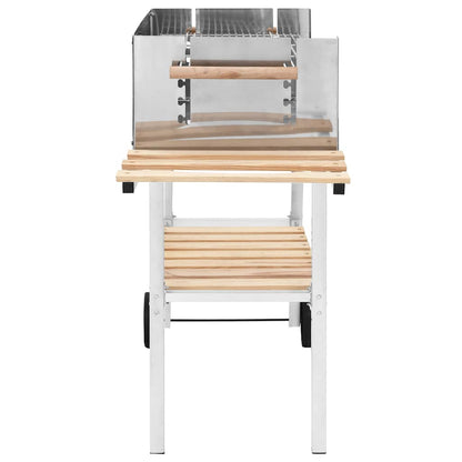 Xxl Kullgrill Med Hjul Og 2 Hyller Rustfritt Stål