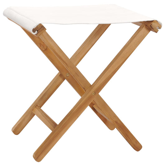 Klappstoler 2 Stk Heltre Teak Og Stoff Kremhvit