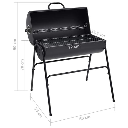 Tønnegrill Med 2 Grillrister Svart 80X95X90 Cm Stål