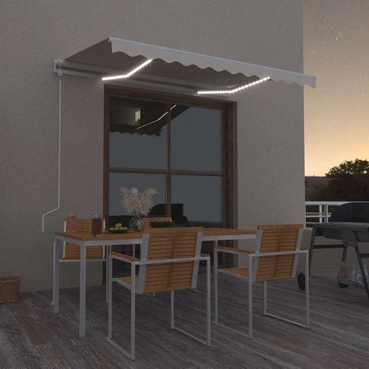 Automatisk Markise Med Led Og Vindsensor 300X250 Cm Kremhvit
