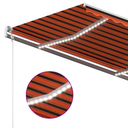 Automatisk Markise Med Vindsensor Og Led 400X300Cm Oransje/Brun