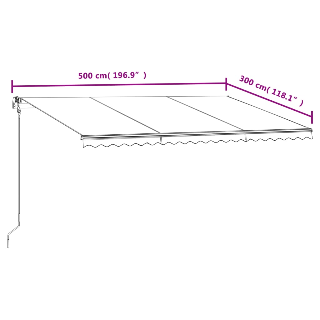 Automatisk Uttrekkbar Markise 500X300 Cm Kremhvit