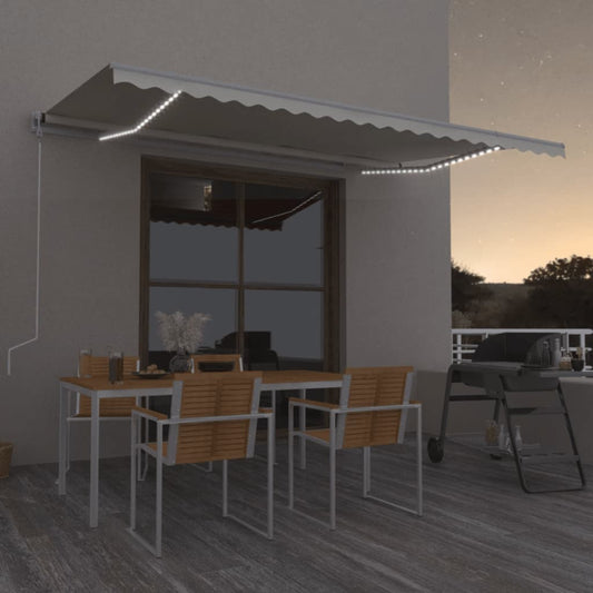 Automatisk Markise Med Vindsensor Og Led 500X300 Cm Kremhvit