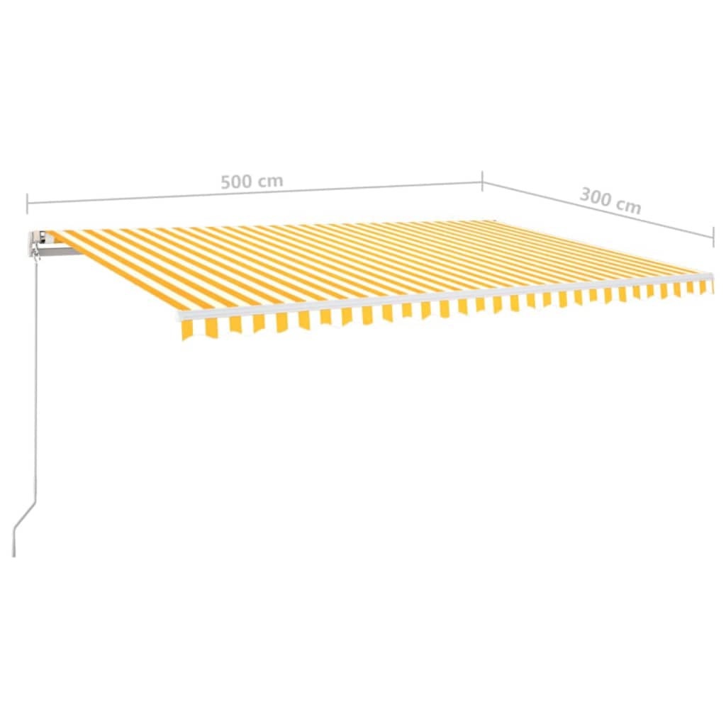 Automatisk Markise Med Vindsensor Og Led 500X300 Cm Gul/Hvit