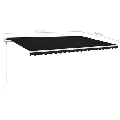 Automatisk Markise Med Vindsensor Og Led 500X300 Cm Antrasitt