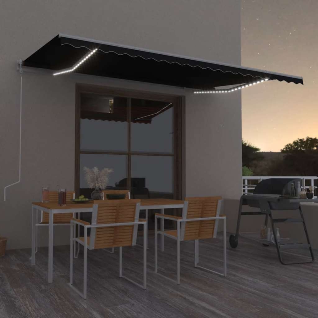Automatisk Markise Med Vindsensor Og Led 500X300 Cm Antrasitt
