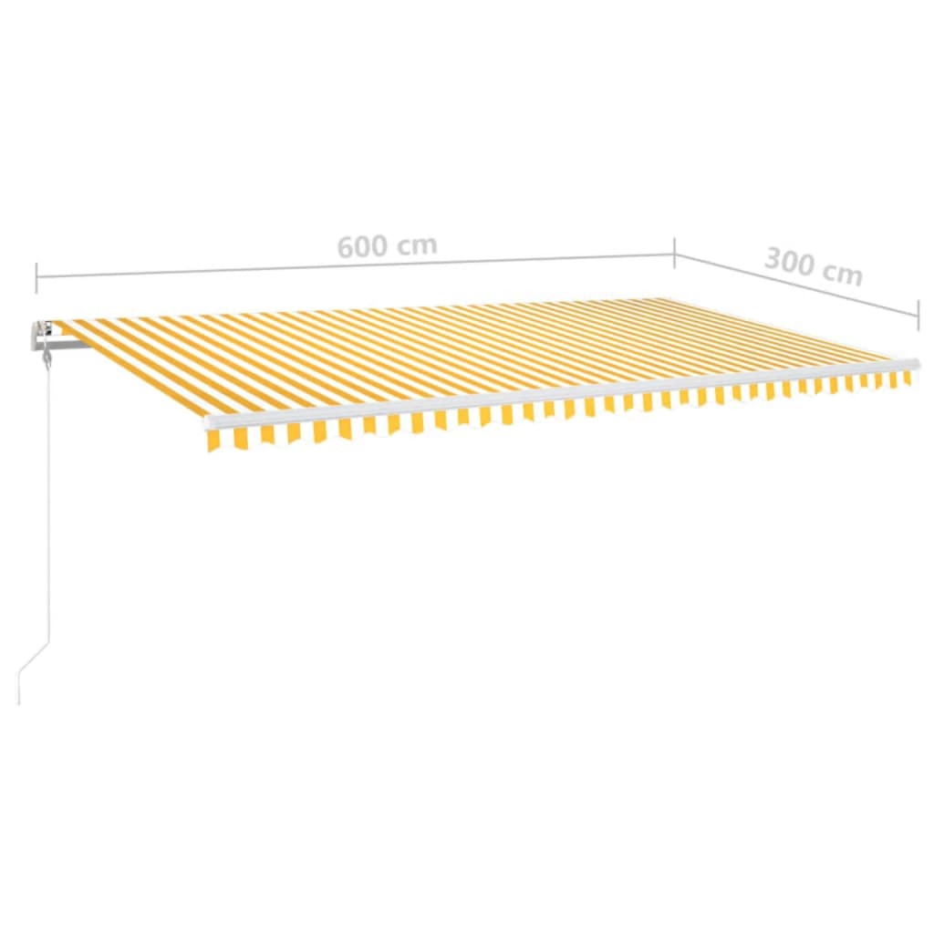 Automatisk Markise Med Vindsensor Og Led 600X300 Cm Gul/Hvit