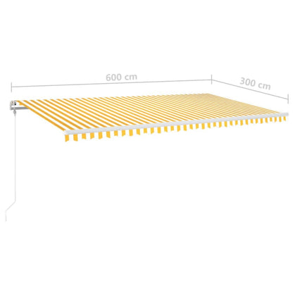 Automatisk Markise Med Vindsensor Og Led 600X300 Cm Gul/Hvit