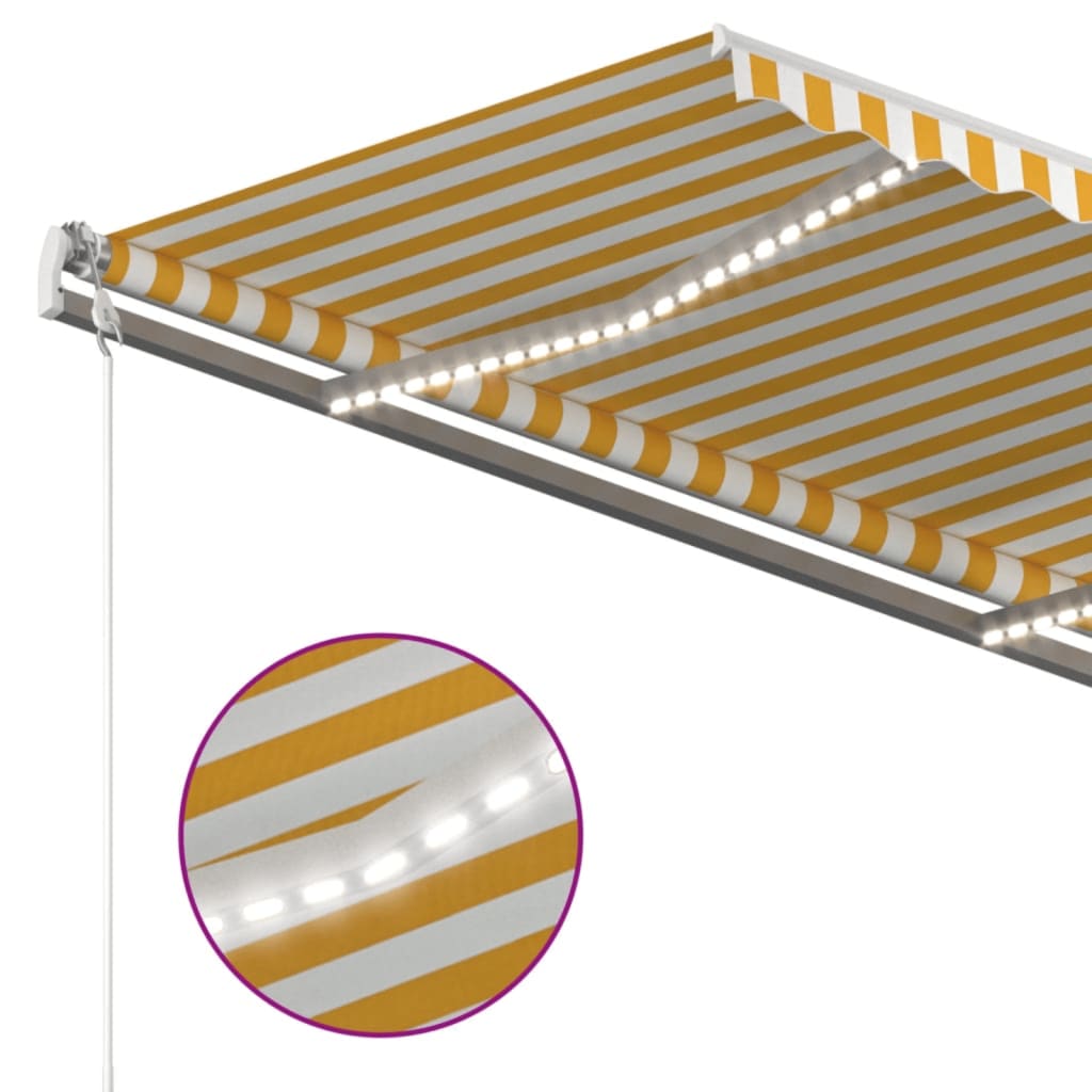 Automatisk Markise Med Vindsensor Og Led 400X350 Cm Gul/Hvit