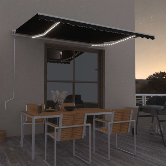 Automatisk Markise Med Vindsensor Og Led 400X350 Cm Antrasitt