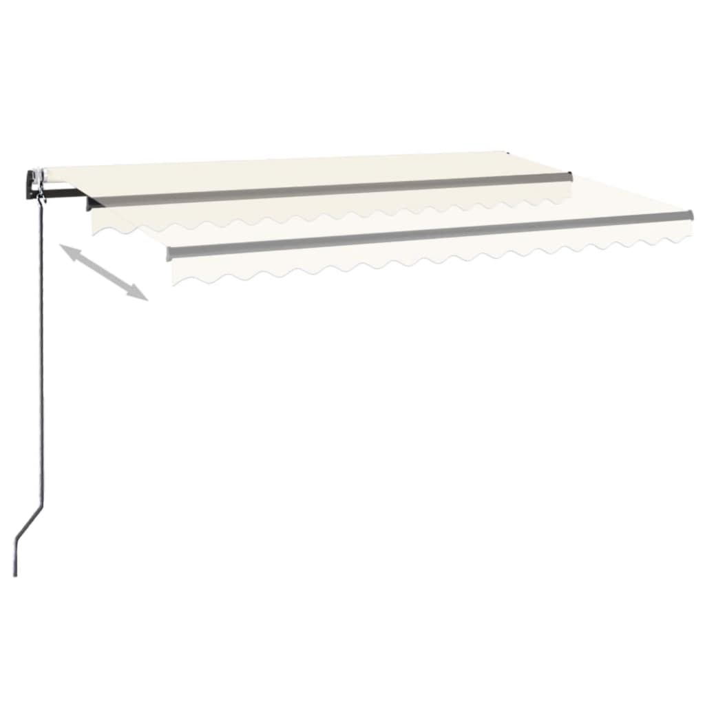 Automatisk Markise Med Vindsensor Og Led 450X300 Cm Kremhvit