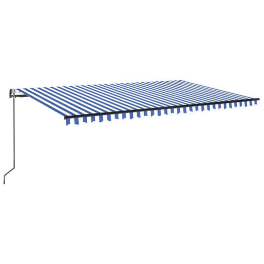 Automatisk Markise Med Vindsensor Og Led 500X300 Cm Blå Og Hvit