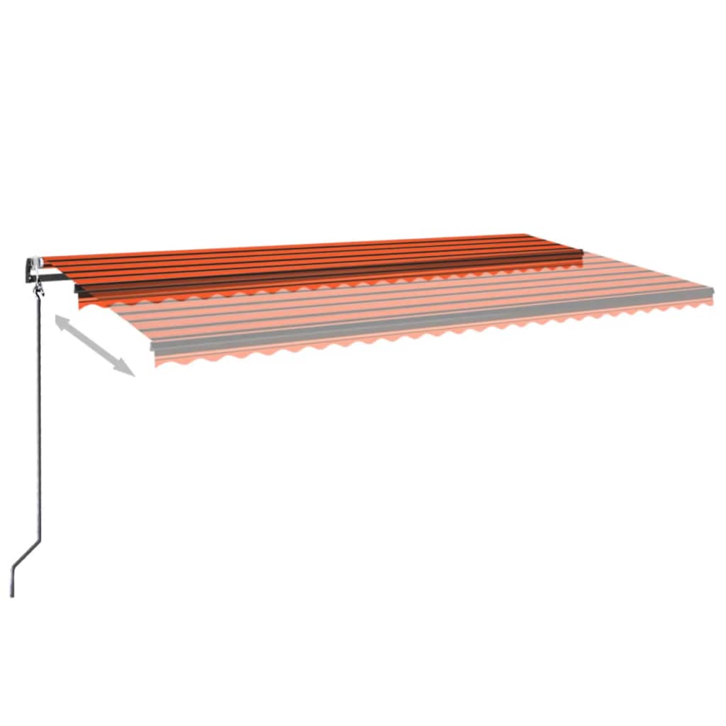 Automatisk Markise Med Vindsensor Og Led 600X350Cm Oransje/Brun