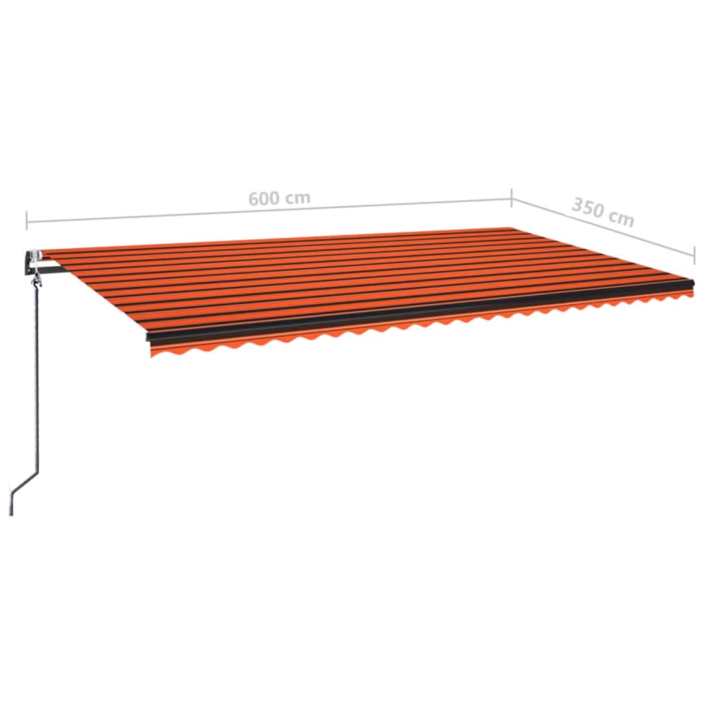 Automatisk Markise Med Vindsensor Og Led 600X350Cm Oransje/Brun