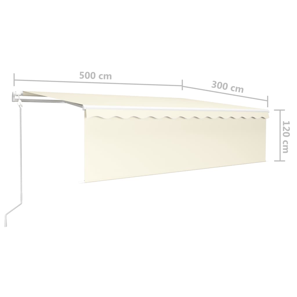 Automatisk Markise Rullegardin Led Vindsensor Led 5X3M Kremhvit