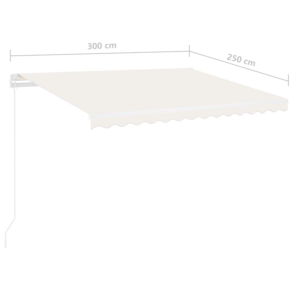 Automatisk Markise Med Led Og Vindsensor 300X250 Cm Kremhvit