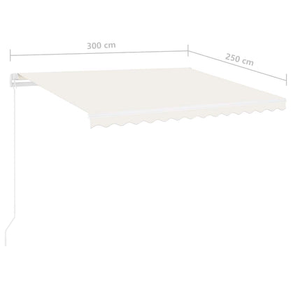 Automatisk Markise Med Led Og Vindsensor 300X250 Cm Kremhvit