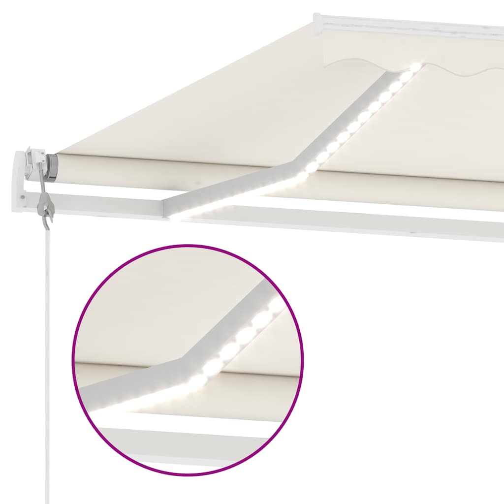 Automatisk Markise Med Led Og Vindsensor 300X250 Cm Kremhvit