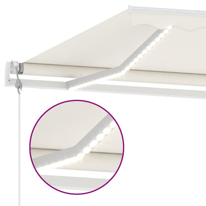 Automatisk Markise Med Led Og Vindsensor 300X250 Cm Kremhvit